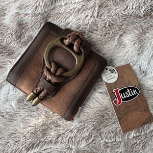 Justin Women’s Western RFID Wallet Brown Braided NWT